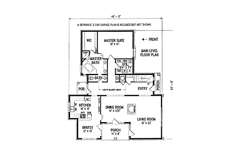 Home Plan - Floor Plan - Main Floor for Traditional House Plan #45-463 - 3 bed, 2 bath