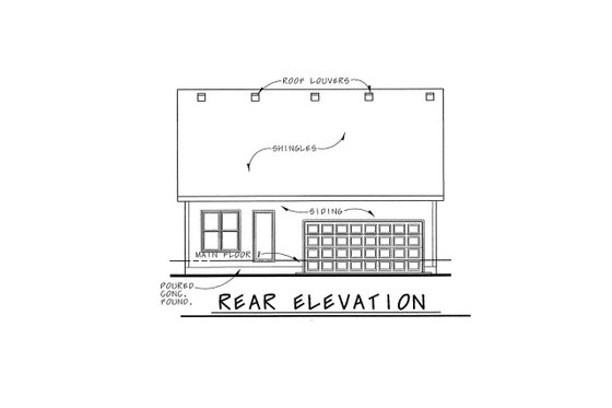 Exterior - Rear Elevation for Craftsman House Plan #20-1745 - 3 bed, 2 bath