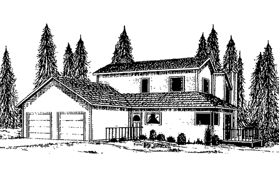 Exterior - Front Elevation 3 for Contemporary House Plan #60-777 - 3 bed, 2 bath
