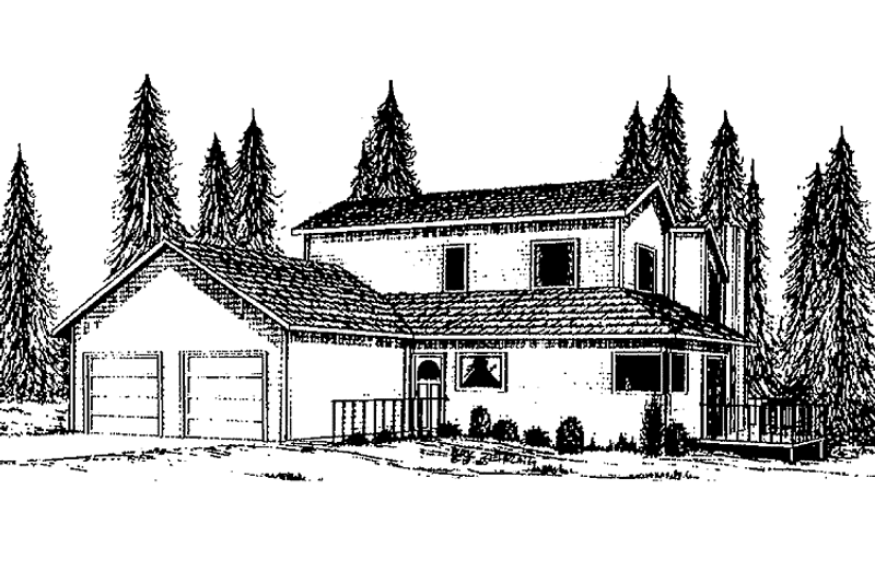 Dream House Plan - Exterior - Front Elevation 3 for Contemporary House Plan #60-777 - 3 bed, 2 bath