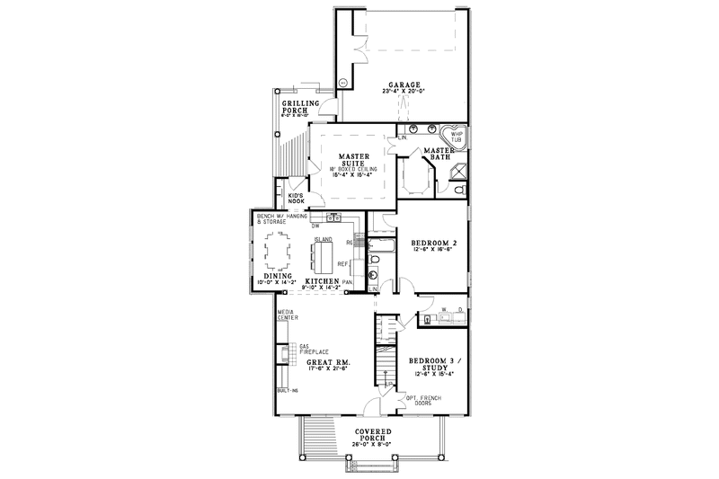 Home Plan - Floor Plan - Main Floor for Classical House Plan #17-3002 - 3 bed, 2 bath