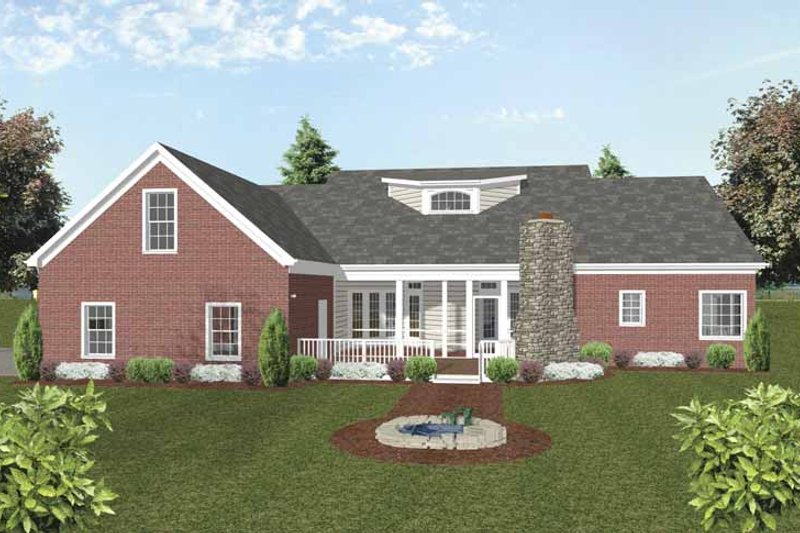 Dream House Plan - Exterior - Rear Elevation 1 for Traditional House Plan #56-693 - 4 bed, 3 bath