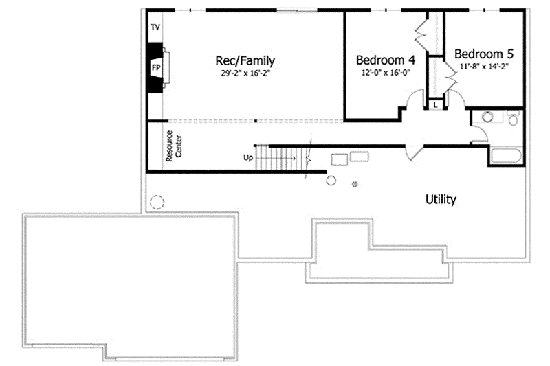 Dream House Plan - Floor Plan - Lower Floor for European House Plan #51-991 - 5 bed, 3 bath
