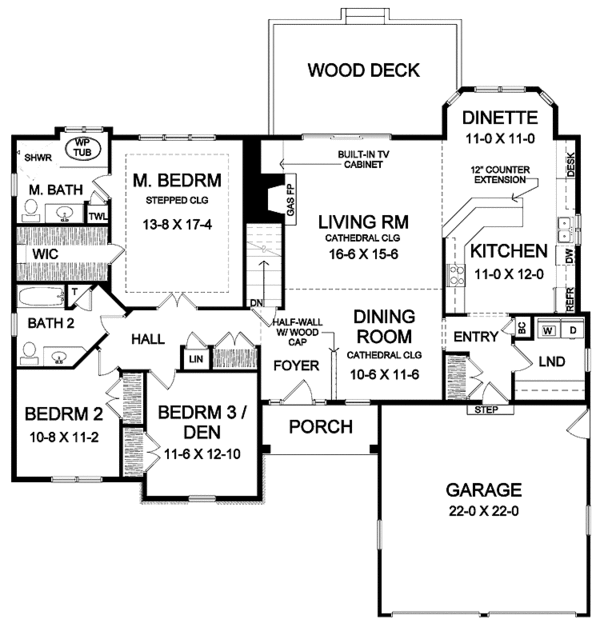House Blueprint - Ranch Floor Plan - Main Floor Plan #328-354