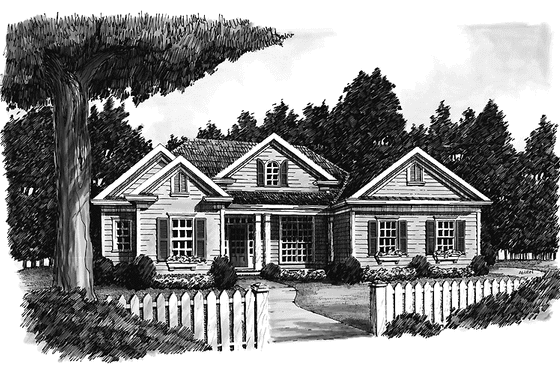 Exterior - Front Elevation 3 for Ranch House Plan #927-766 - 3 bed, 2 bath