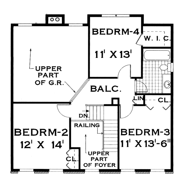 House Plan Design - Classical Floor Plan - Upper Floor Plan #3-285