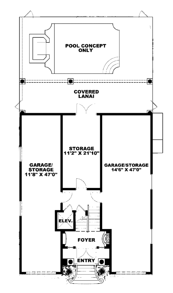 House Plan Design - Mediterranean Floor Plan - Lower Floor Plan #1017-95