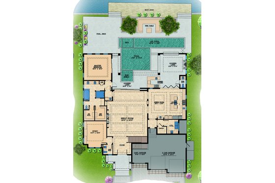 Floor Plan - Main Floor for Contemporary House Plan #548-21 - 4 bed, 6 bath