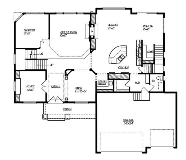 Architectural House Design - Traditional Floor Plan - Main Floor Plan #320-990