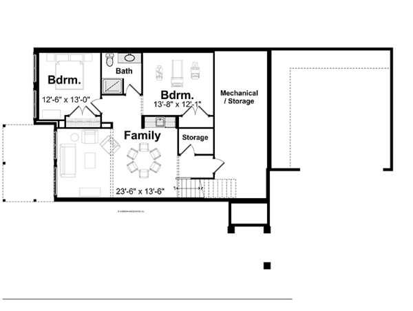 House Plan Design - Craftsman Floor Plan - Lower Floor Plan #928-197