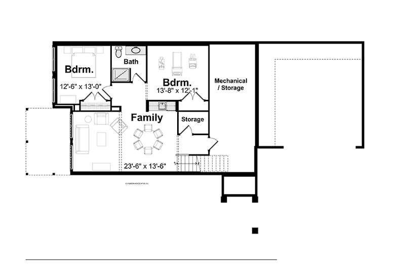 Home Plan - Floor Plan - Lower Floor for Craftsman House Plan #928-197 - 3 bed, 2.5 bath