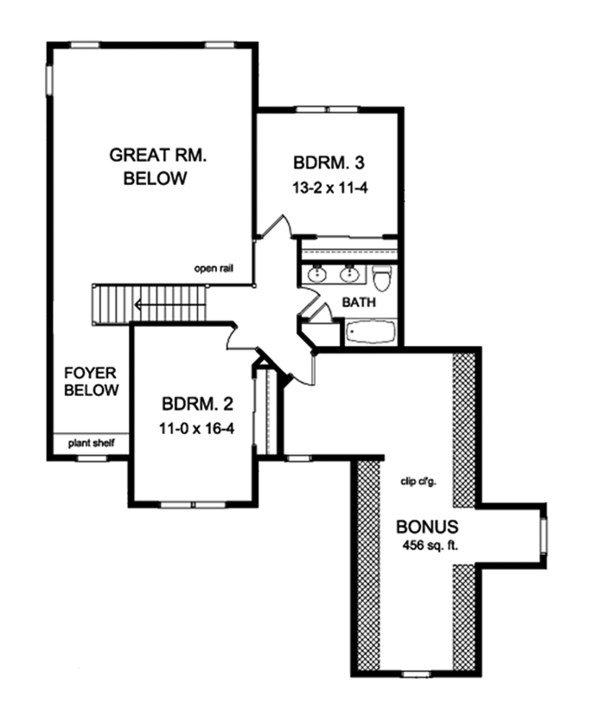 House Blueprint - Colonial Floor Plan - Upper Floor Plan #1010-156