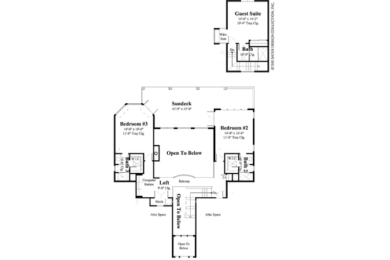 Floor Plan - Upper Floor for Country House Plan #930-408 - 3 bed, 3.5 bath