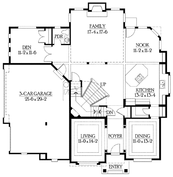 Architectural House Design - Craftsman Floor Plan - Main Floor Plan #132-446