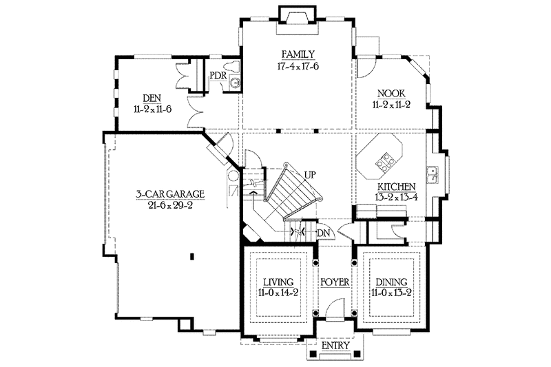 Architectural House Design - Floor Plan - Main Floor for Craftsman House Plan #132-446 - 4 bed, 2 bath