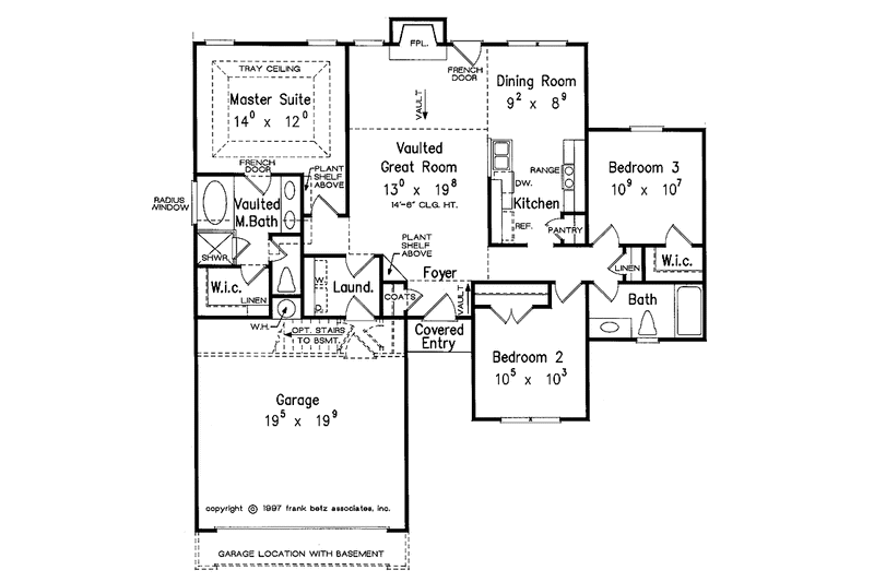 Home Plan - Floor Plan - Main Floor for Ranch House Plan #927-458 - 3 bed, 2 bath