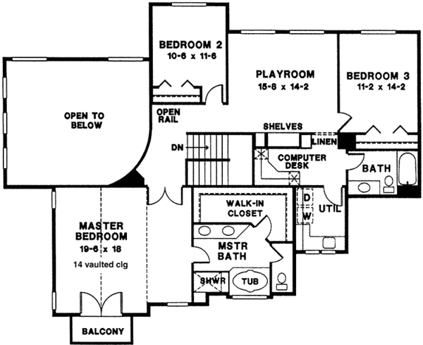 Architectural House Design - Victorian Floor Plan - Upper Floor Plan #966-80