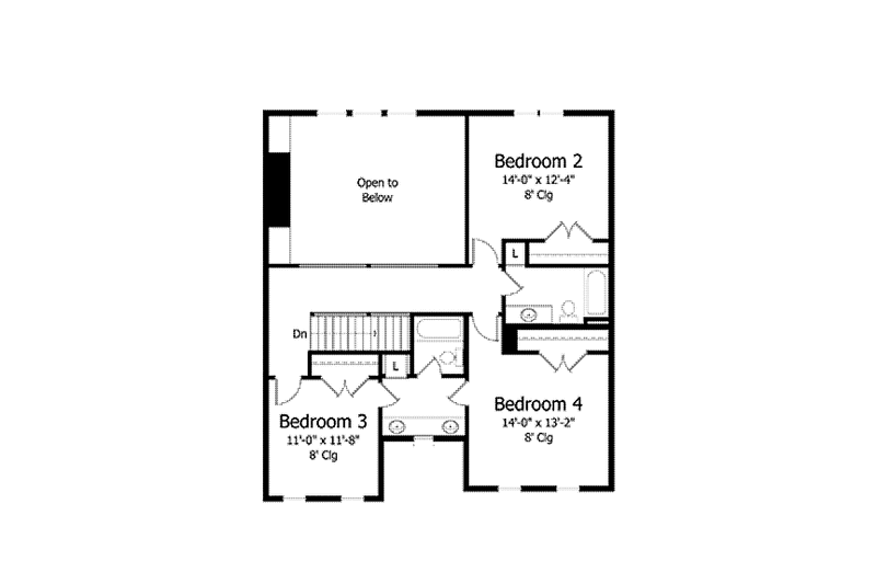 House Plan Design - Floor Plan - Upper Floor for Colonial House Plan #51-1022 - 4 bed, 3.5 bath