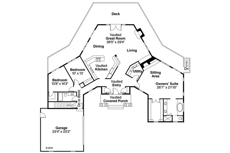 Home Plan - Ranch style country house plan, main level floor plan