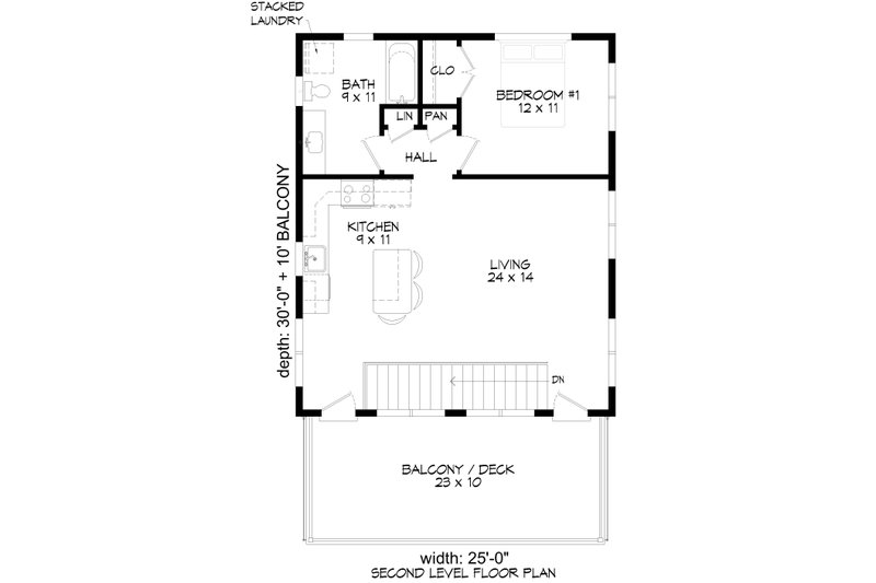 Architectural House Design - Floor Plan - Main Floor for Contemporary House Plan #932-286 - 1 bed, 1 bath