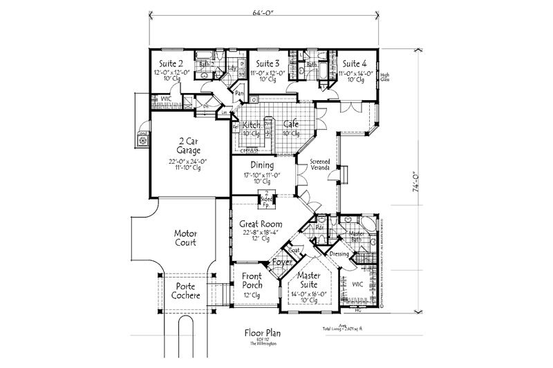 Architectural House Design - Floor Plan - Main Floor for Country House Plan #1007-20 - 4 bed, 3.5 bath