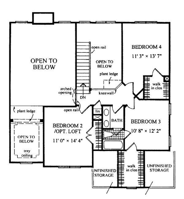 Dream House Plan - Traditional Floor Plan - Upper Floor Plan #54-251