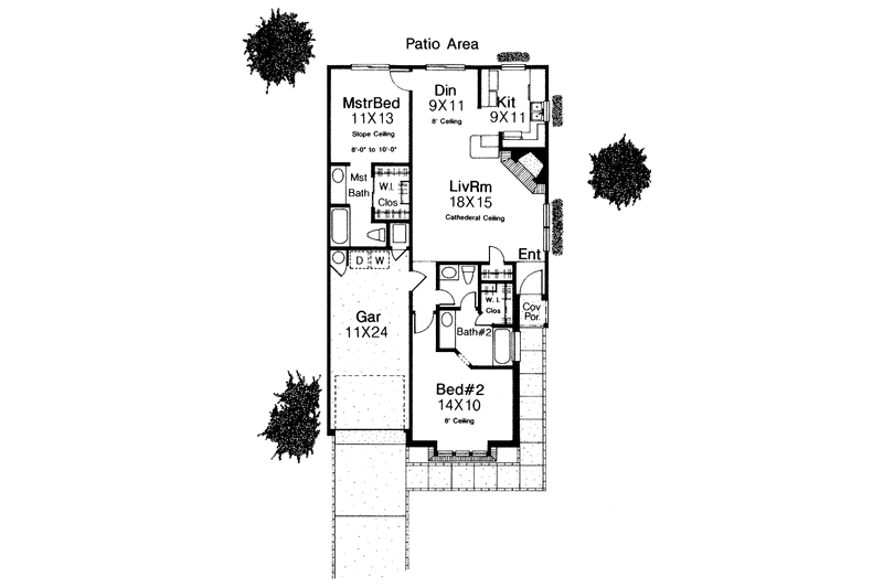 Dream House Plan - Floor Plan - Main Floor for Craftsman House Plan #310-1069 - 2 bed, 2 bath