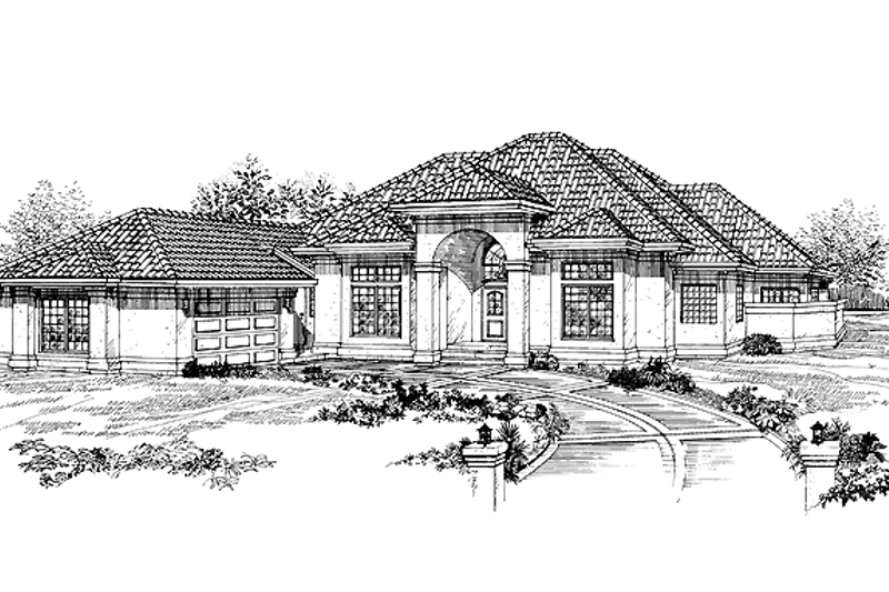 Home Plan - Exterior - Front Elevation 3 for Mediterranean House Plan #47-860 - 3 bed, 4 bath