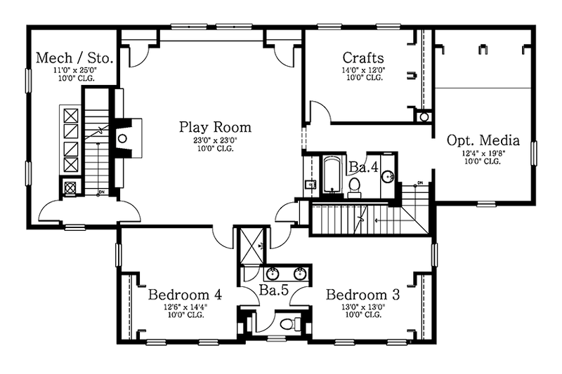 Architectural House Design - Floor Plan - Upper Floor for Mediterranean House Plan #1058-86 - 4 bed, 5 bath