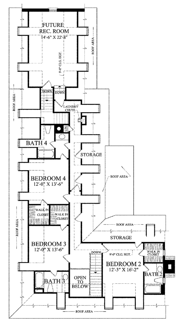 Colonial Floor Plan - Upper Floor Plan #137-348
