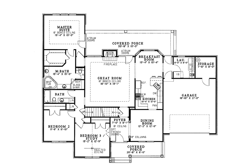 House Design - Floor Plan - Main Floor for Country House Plan #17-2724 - 3 bed, 2 bath