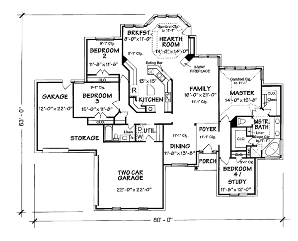 House Blueprint - Country Floor Plan - Main Floor Plan #974-42