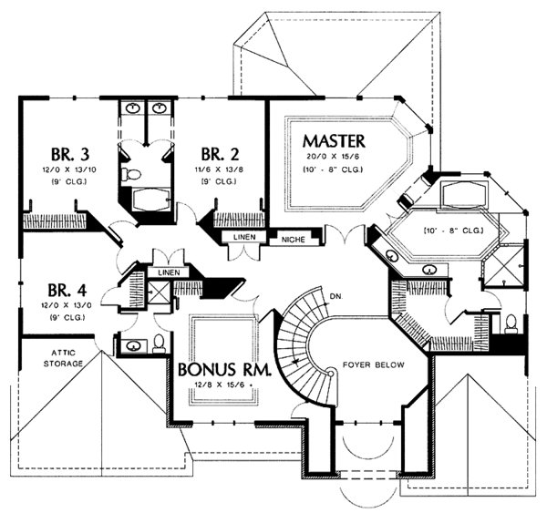 Traditional Floor Plan - Upper Floor Plan #48-784