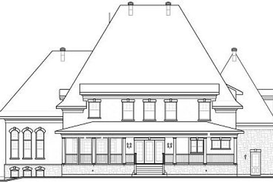 Exterior - Rear Elevation for European House Plan #23-843 - 6 bed, 3.5 bath