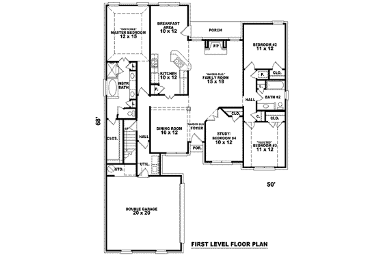 Floor Plan - Main Floor for European House Plan #81-1049 - 3 bed, 2 bath