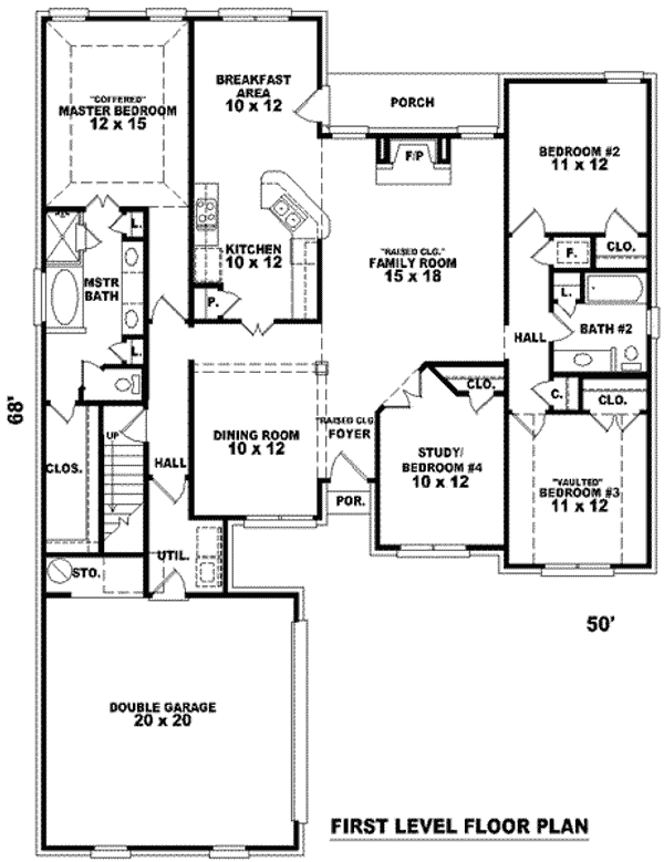 Floor Plan - Main Floor for European House Plan #81-1049 - 3 bed, 2 bath