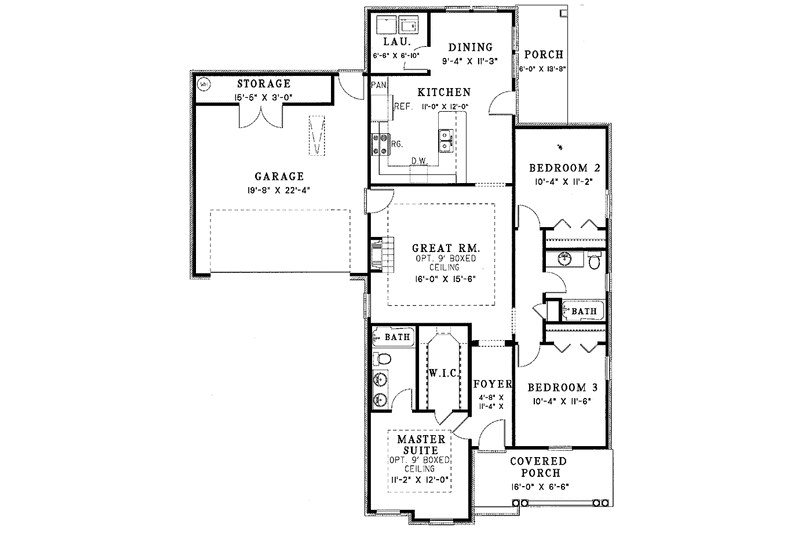 Home Plan - Floor Plan - Main Floor for Country House Plan #17-3259 - 3 bed, 2 bath