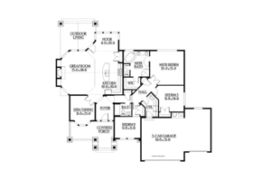 Floor Plan - Main Floor for Ranch House Plan #132-534 - 3 bed, 2 bath