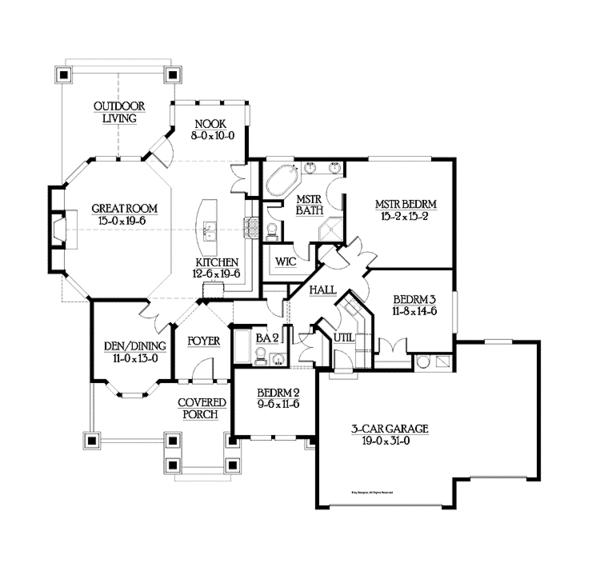 Home Plan - Ranch Floor Plan - Main Floor Plan #132-534
