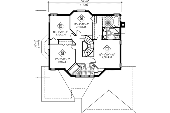 Floor Plan - Upper Floor for Traditional House Plan #25-2221 - 4 bed, 2.5 bath