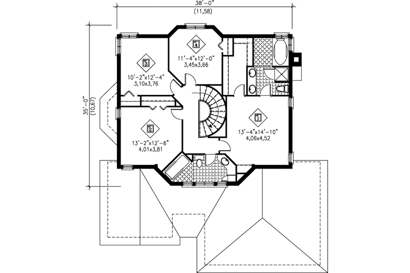 Dream House Plan - Floor Plan - Upper Floor for Traditional House Plan #25-2221 - 4 bed, 2.5 bath
