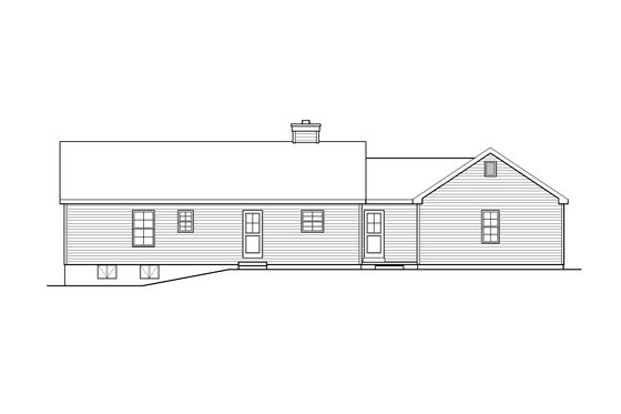Exterior - Rear Elevation for Ranch House Plan #22-622 - 3 bed, 2 bath