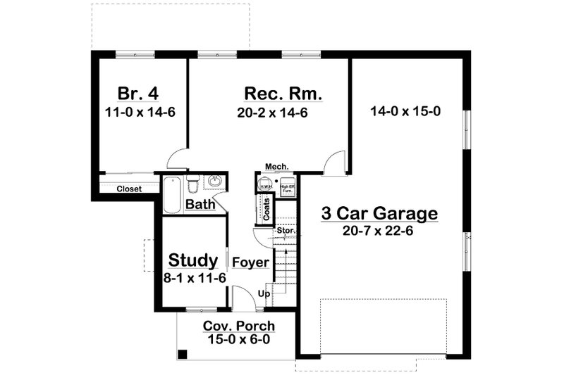 Dream House Plan - Floor Plan - Lower Floor for Farmhouse House Plan #126-241 - 4 bed, 3 bath