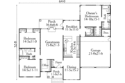 European Style House Plan - 3 Beds 2 Baths 1903 Sq/Ft Plan #406-200 