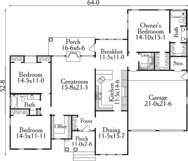 European Floor Plan - Main Floor Plan #406-200