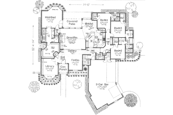 Floor Plan - Main Floor for European House Plan #310-387 - 4 bed, 3.5 bath