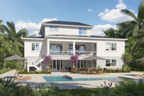Exterior - Rear Elevation for Beach House Plan #938-118 - 4 bed, 3.5 bath