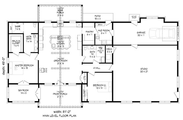 Country Floor Plan - Main Floor Plan #932-492