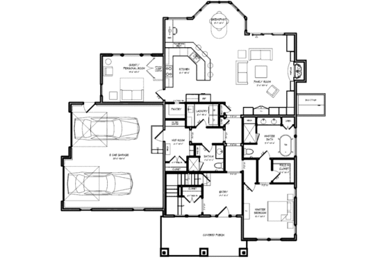 Floor Plan - Main Floor for Craftsman House Plan #440-6 - 4 bed, 3.5 bath