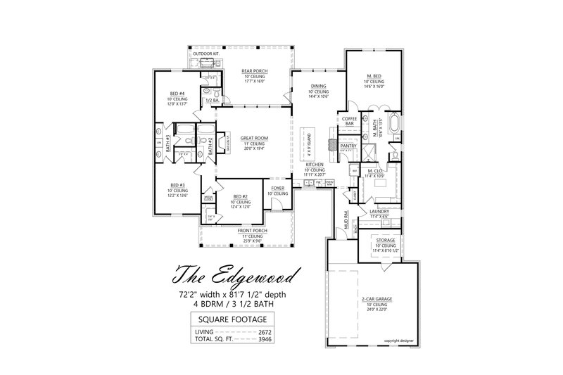 House Design - Floor Plan - Main Floor for Southern House Plan #1074-106 - 4 bed, 3.5 bath